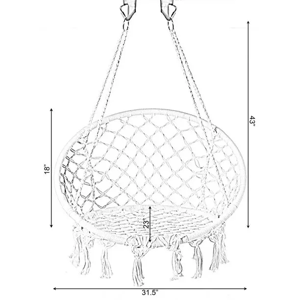 NEW Round Hanging Hammock Cotton Rope Macrame Swing Chair for Indoor and Outdoor, Retails $104