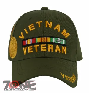 NEW! VIETNAM VETERAN GOLD MEDAL BALL CAP HAT OLIVE