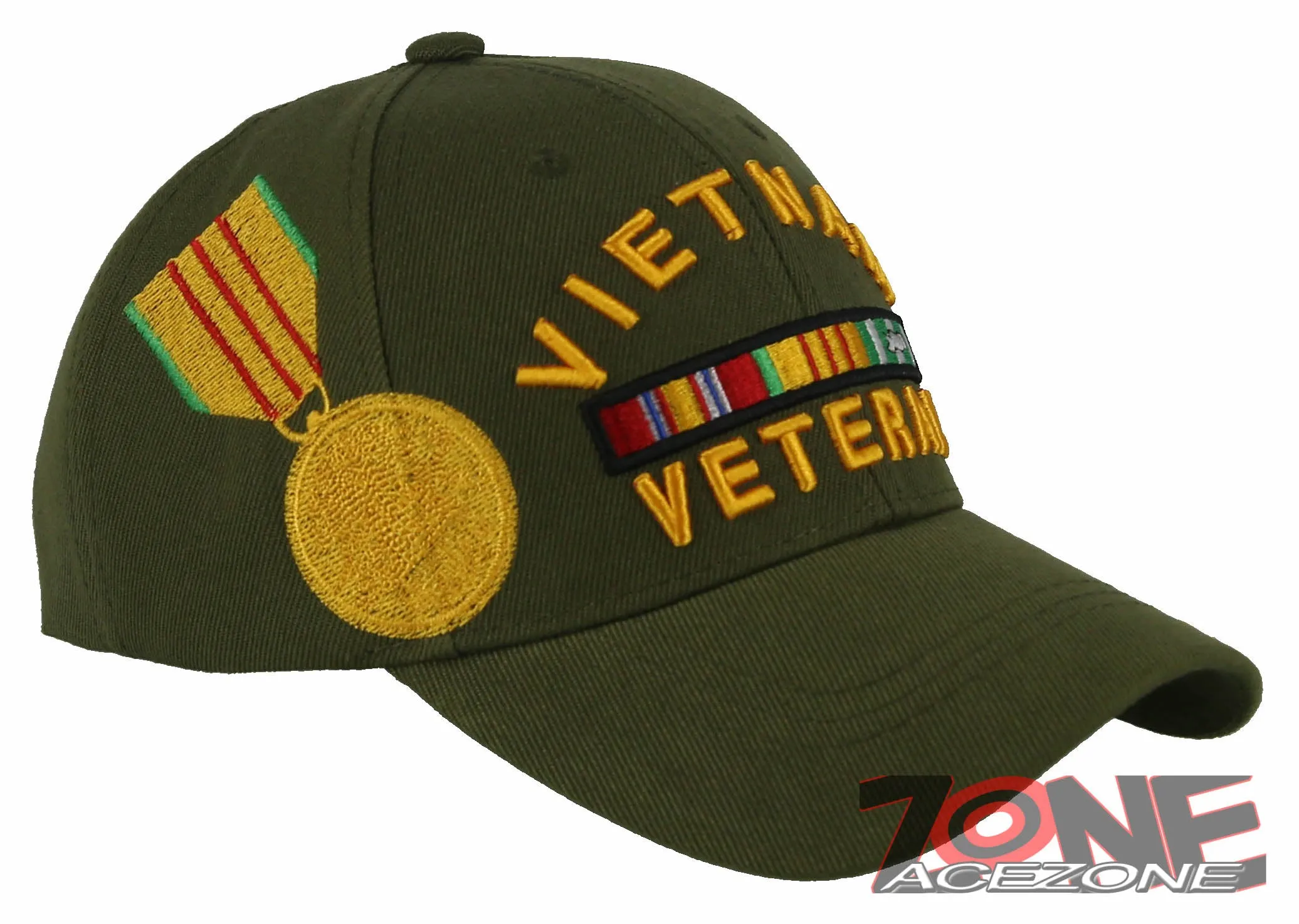 NEW! VIETNAM VETERAN GOLD MEDAL BALL CAP HAT OLIVE