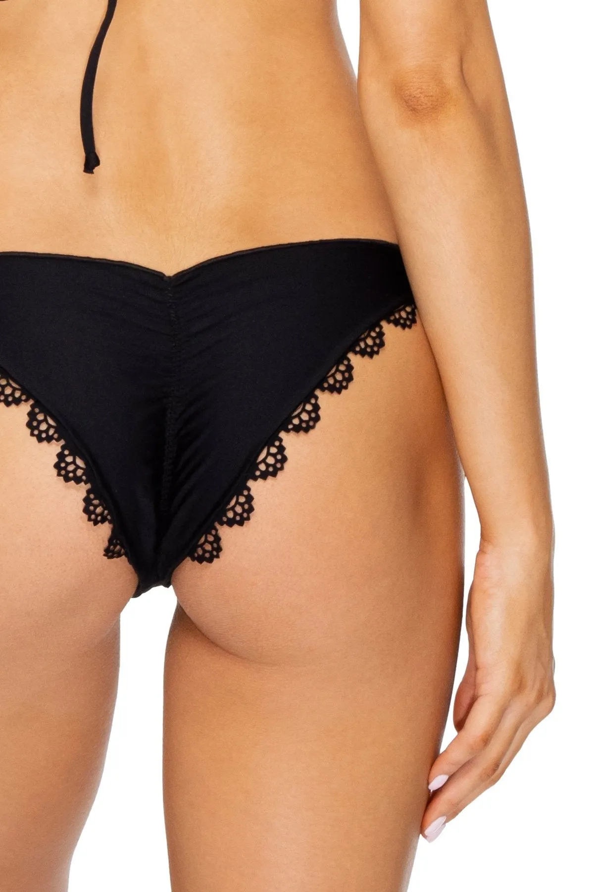 NOCHES DE SEVILLA - Underwire Top & Wavey Ruched Back Brazilian Tie Side Bottom • Black