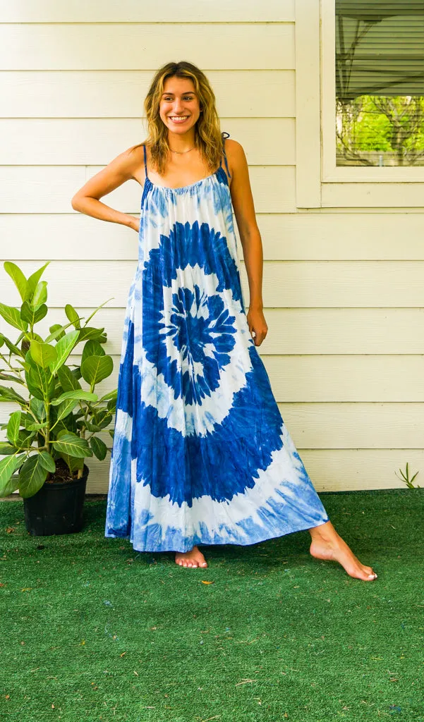 Ocean Whirl Boho Tiered Hand Dyed Maxi Dress