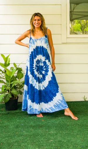 Ocean Whirl Boho Tiered Hand Dyed Maxi Dress