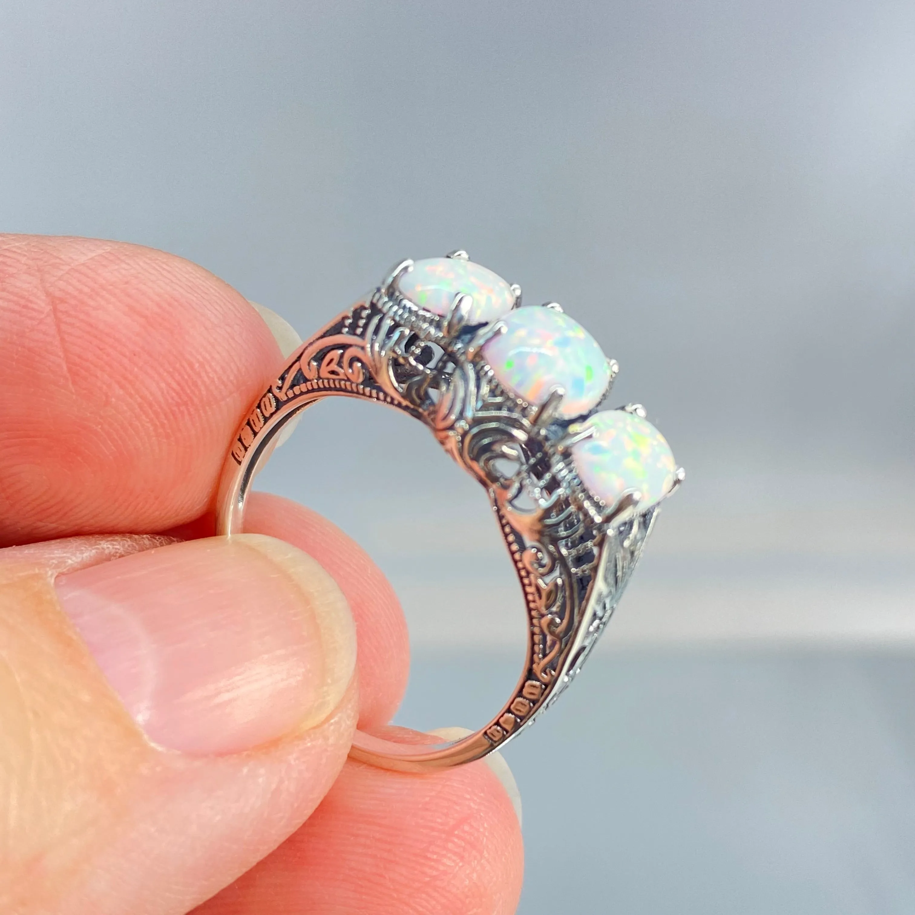 Opal Ring, Size 5, Art Deco Jewelry Design#D41 - Ready to Ship