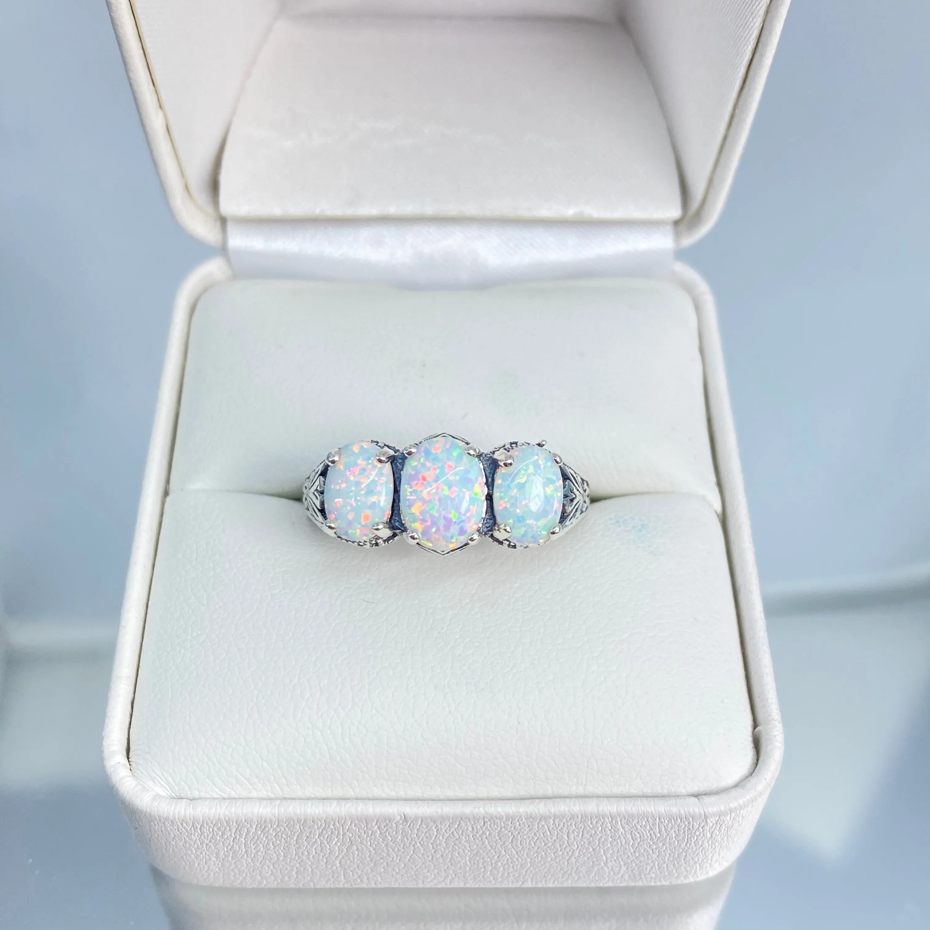 Opal Ring, Size 5, Art Deco Jewelry Design#D41 - Ready to Ship