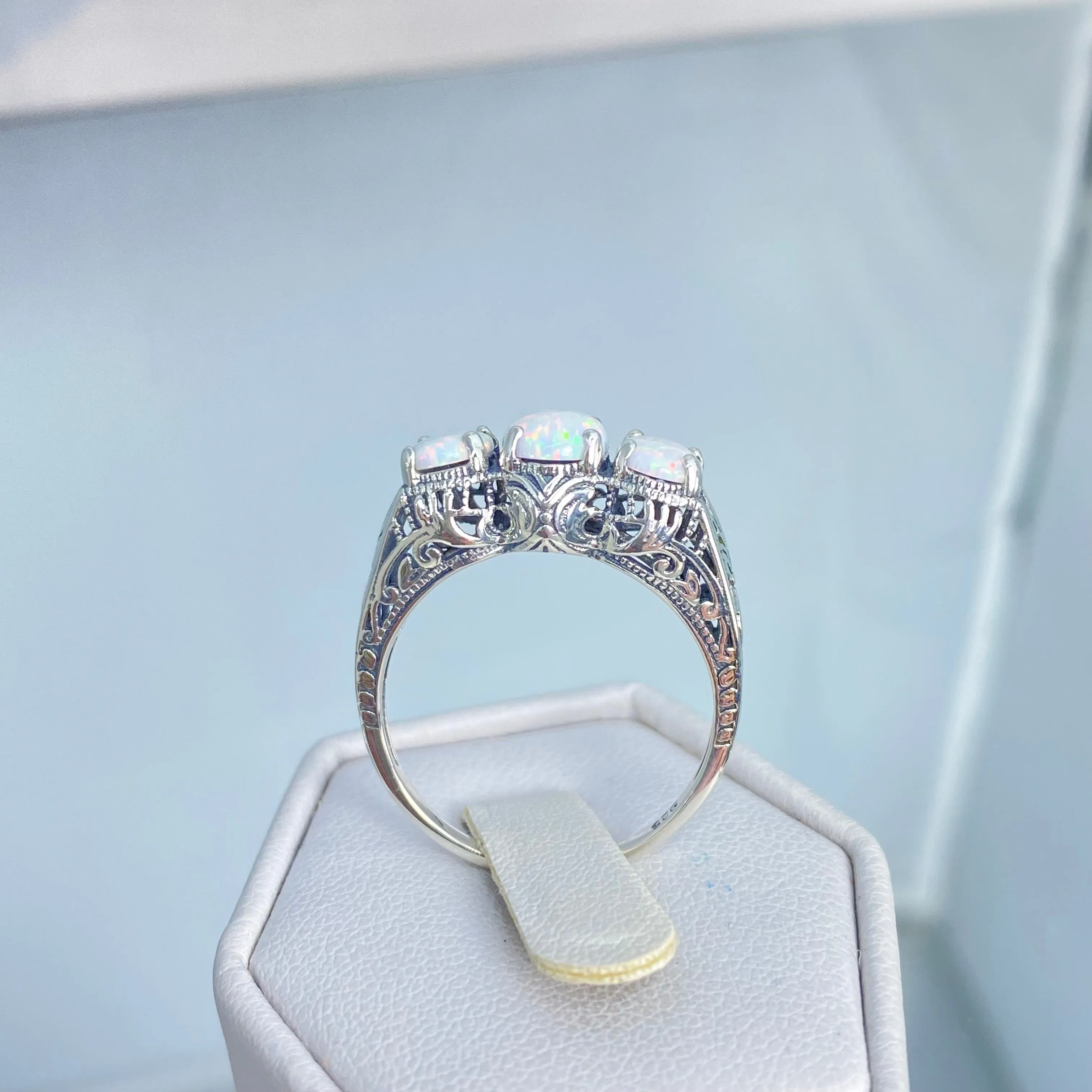 Opal Ring, Size 5, Art Deco Jewelry Design#D41 - Ready to Ship