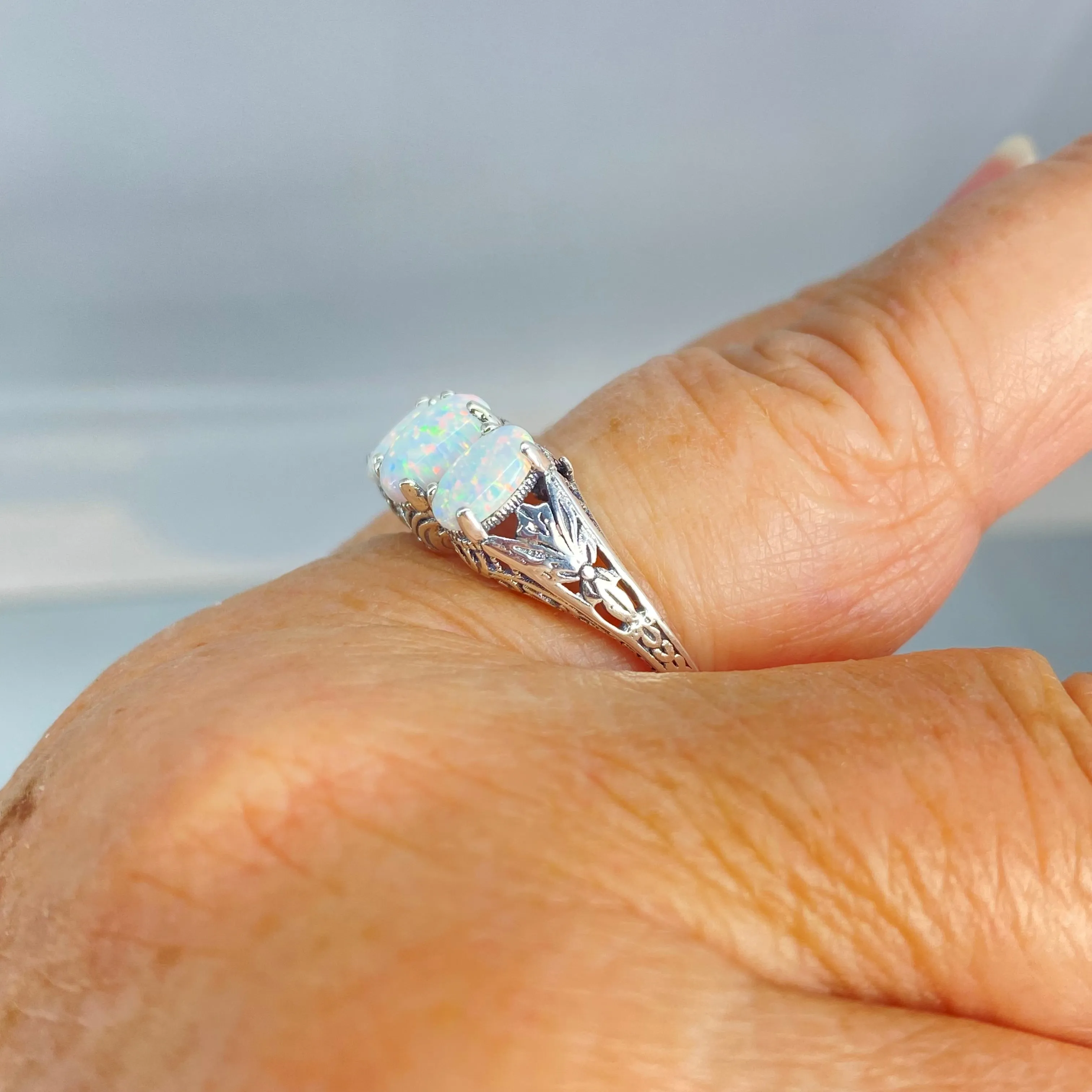Opal Ring, Size 5, Art Deco Jewelry Design#D41 - Ready to Ship