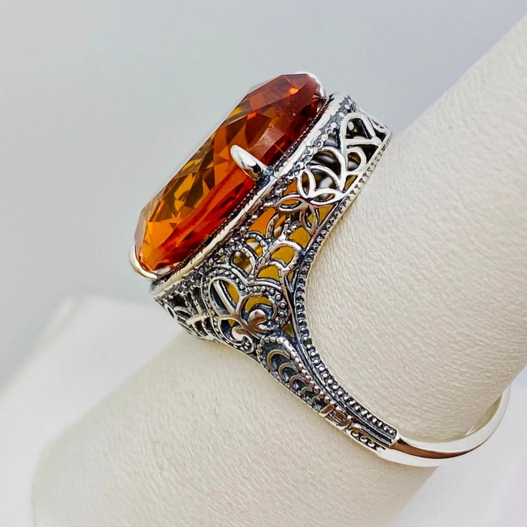 Orange Citrine Ring, Art Deco Vintage Revival Jewelry #D230