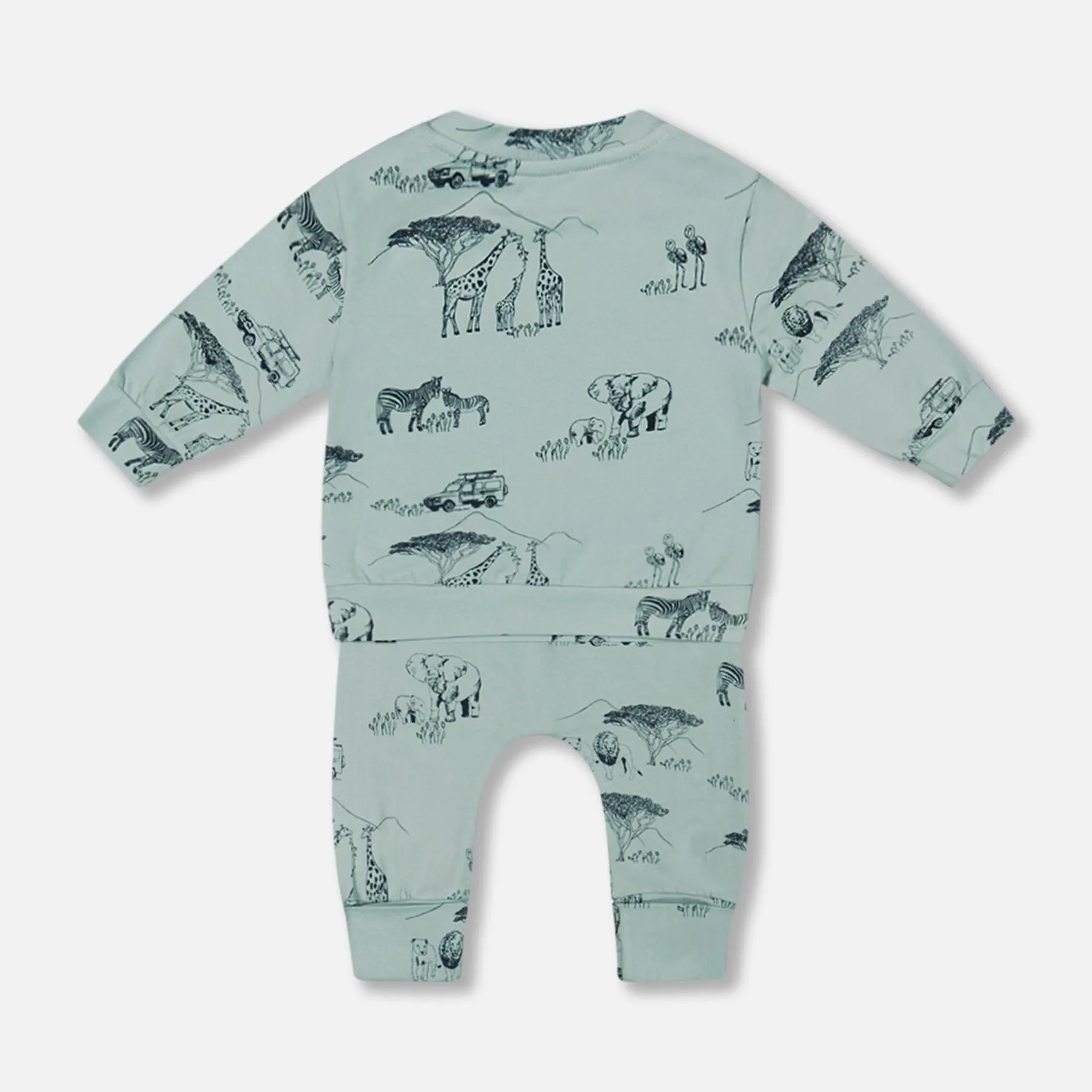 Organic Cotton Long Sleeve Top   Evolutive Pant Set, Small Jungle World