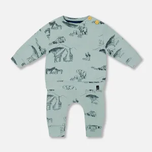 Organic Cotton Long Sleeve Top   Evolutive Pant Set, Small Jungle World
