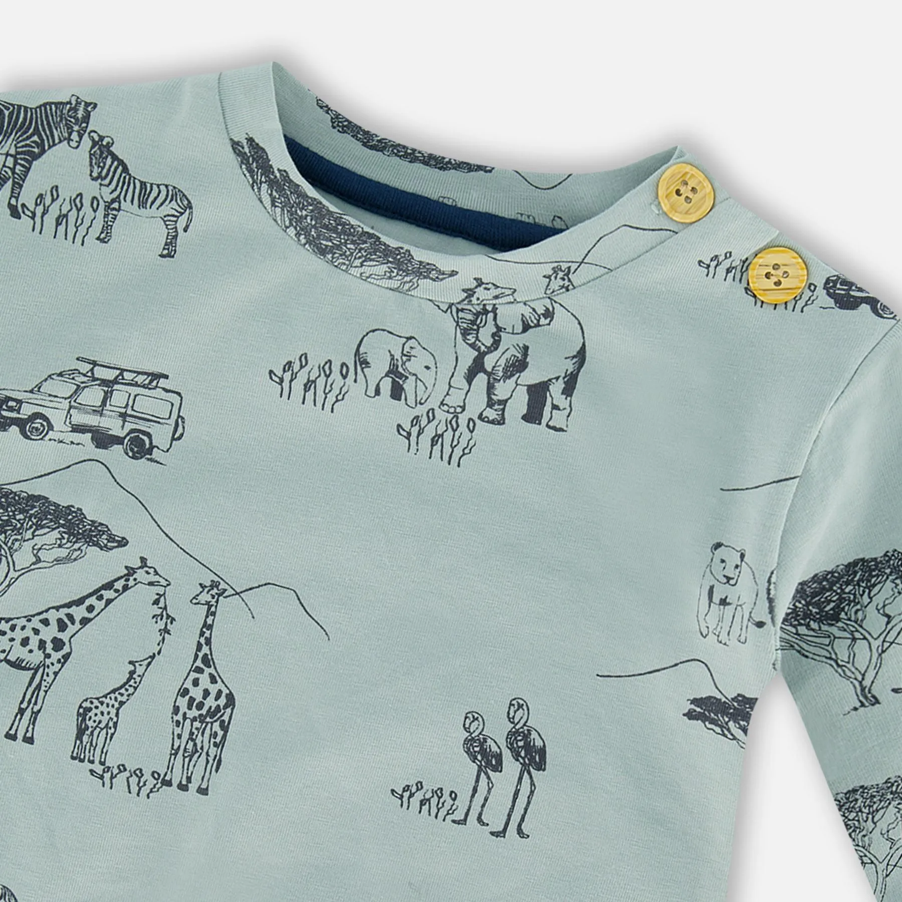 Organic Cotton Long Sleeve Top   Evolutive Pant Set, Small Jungle World