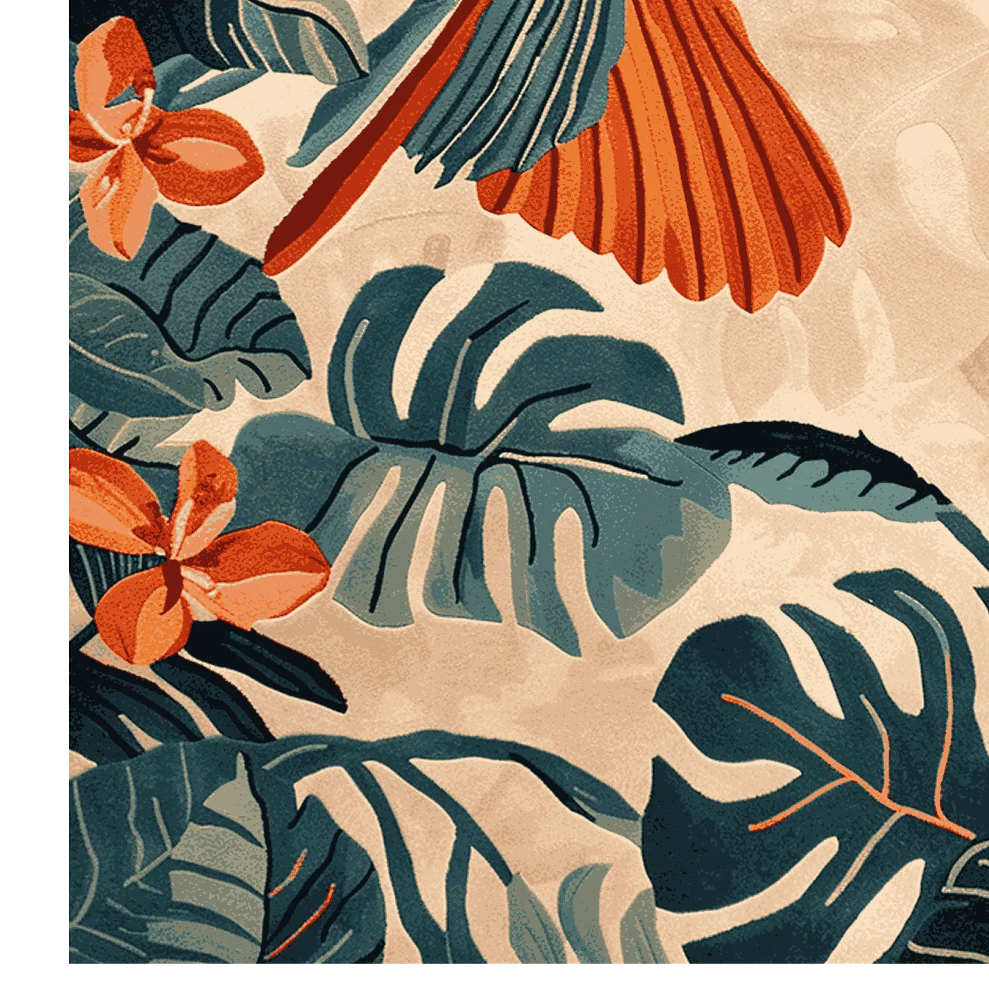 Parrot Among the Palms Hand Tufted Rug