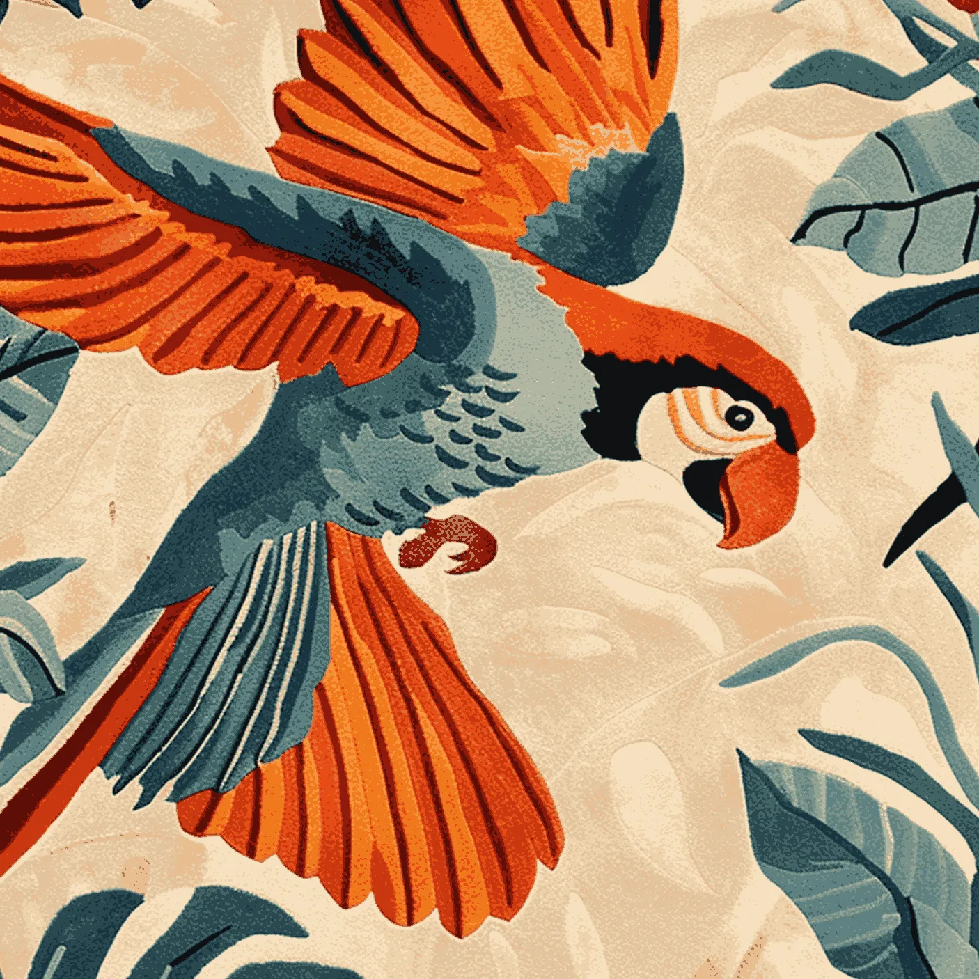 Parrot Among the Palms Hand Tufted Rug