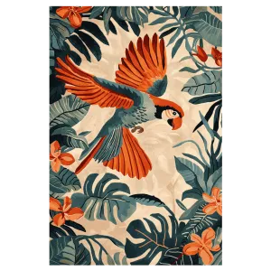 Parrot Among the Palms Hand Tufted Rug