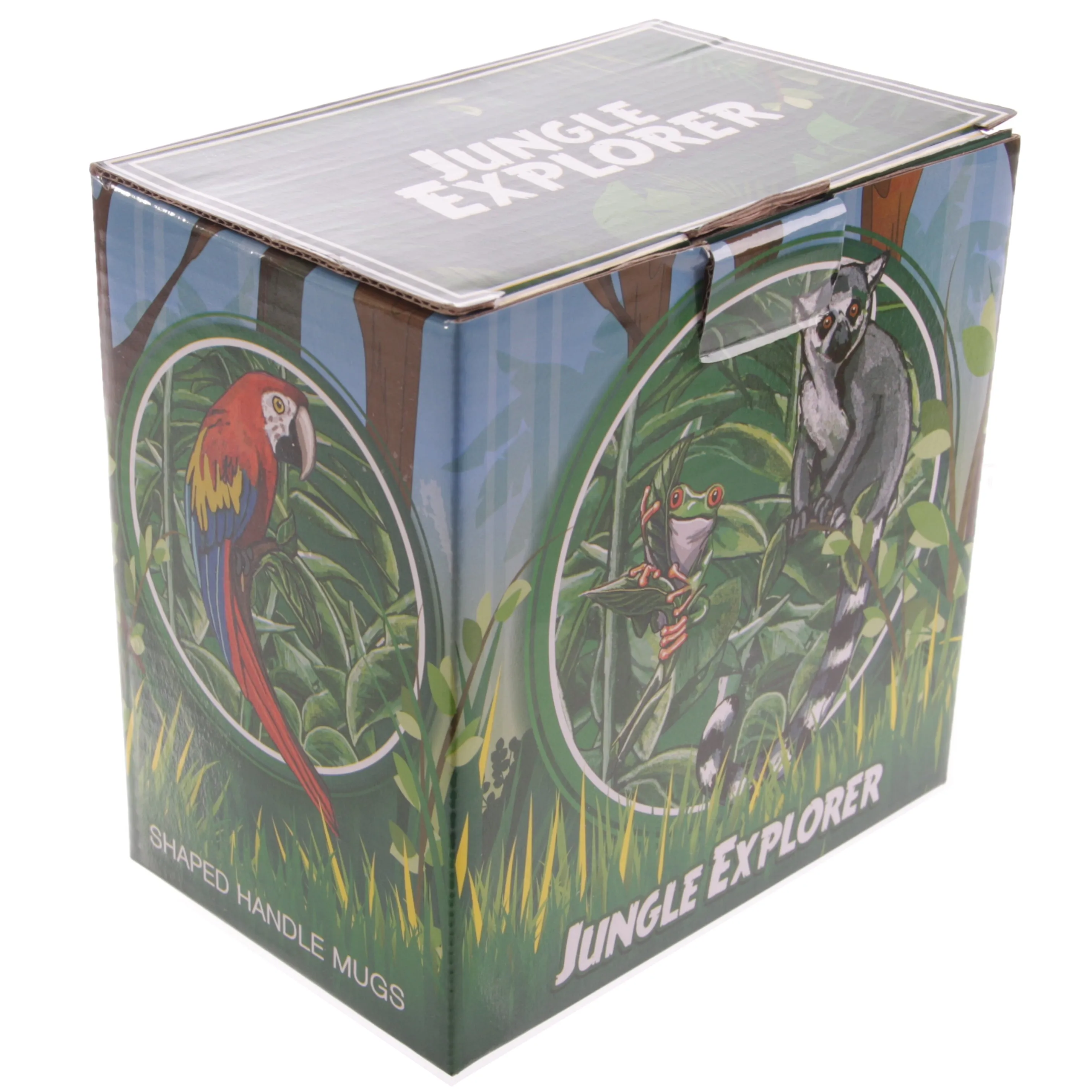 Parrot with Jungle Decal Ceramic Shaped Handle Mug