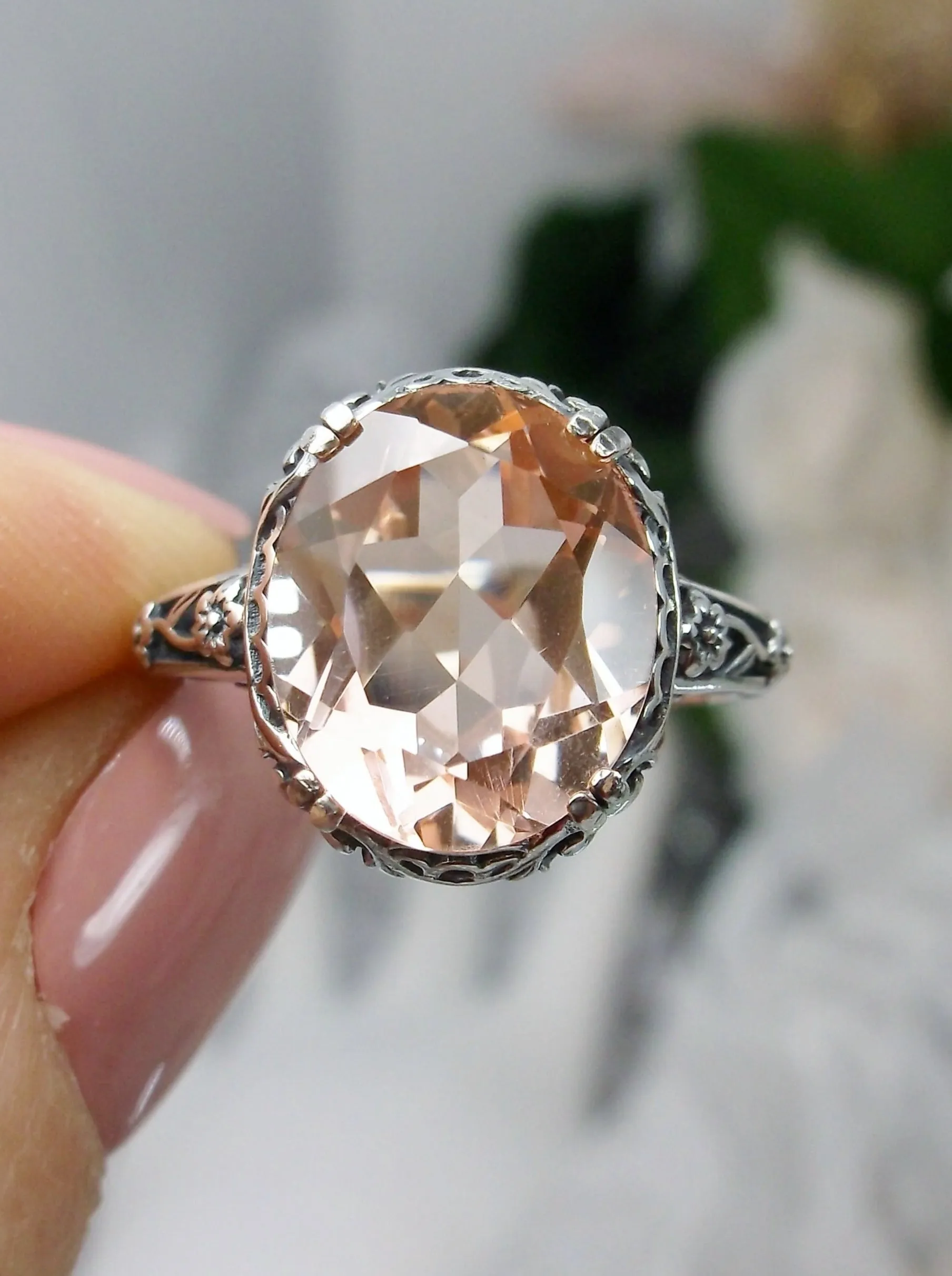 Peach Topaz Ring, Edwardian Antique Reproduction Jewelry #D70z