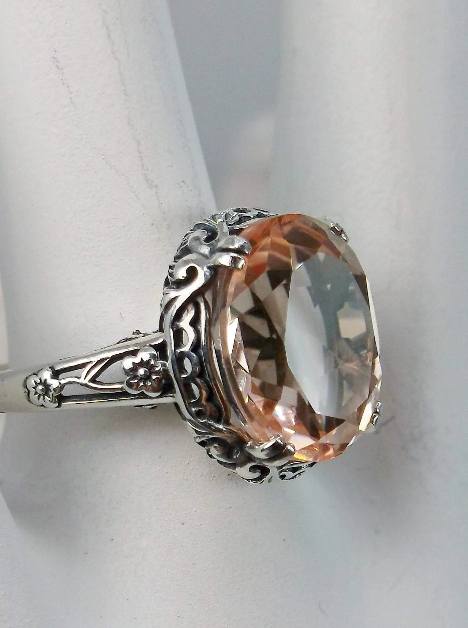 Peach Topaz Ring, Edwardian Antique Reproduction Jewelry #D70z