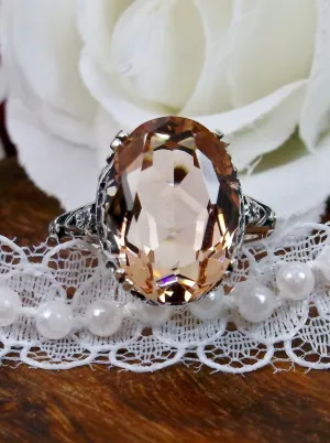 Peach Topaz Ring, Revival Edwardian Jewelry #D70