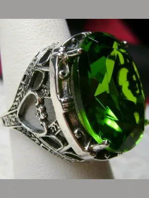 Peridot Ring, 24ct Oval Cut Gem, Victorian Jewelry, D76