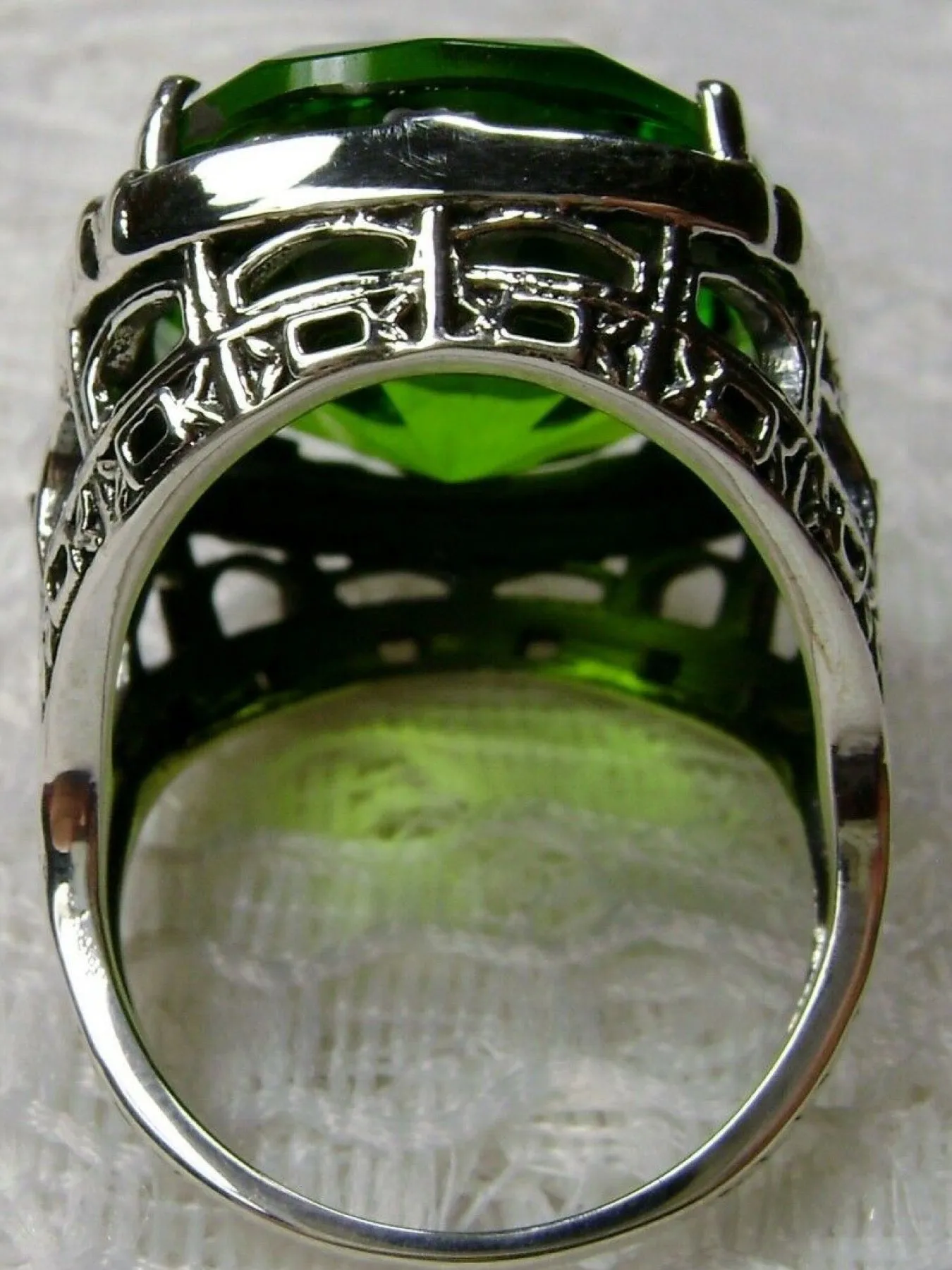 Peridot Ring, 24ct Oval Cut Gem, Victorian Jewelry, D76