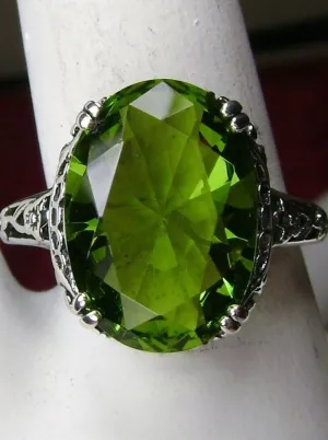 Peridot Ring, Simulated or Natural Peridot, Sterling Silver Edwardian Jewelry #D70