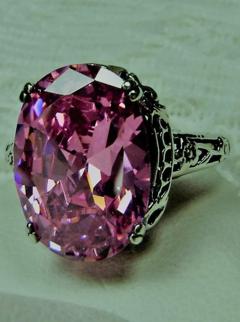 Pink Ring, Natural Topaz or Cubic Zirconia Gemstone, Revival Edwardian Jewelry #D70