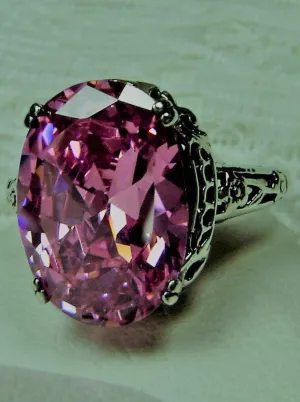 Pink Ring, Size 5, Pink Cubic Zirconia Gemstone, Revival Edwardian Jewelry #D70 - Ship Today