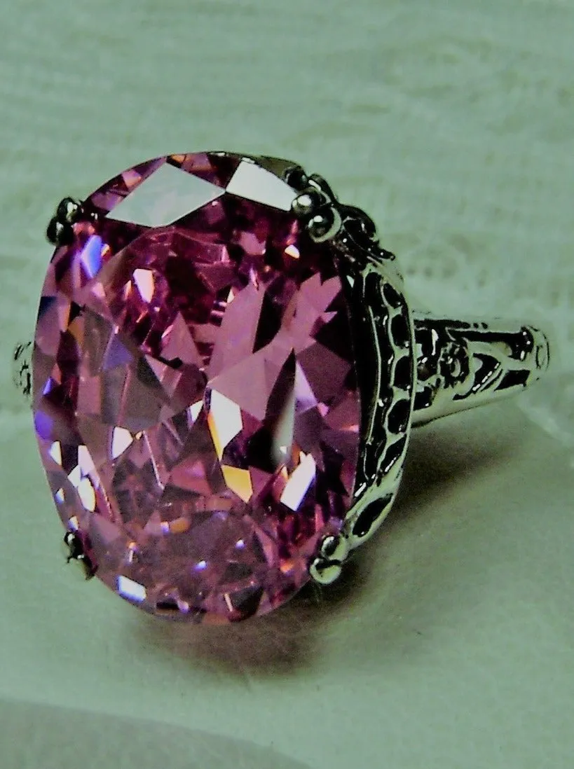 Pink Ring, Size 8 or 8.5, Pink Cubic Zirconia Gemstone, Revival Edwardian Jewelry #D70 - Ship Today