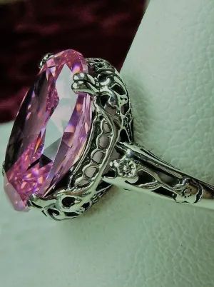 Pink Ring, Size 8 or 8.5, Pink Cubic Zirconia Gemstone, Revival Edwardian Jewelry #D70 - Ship Today