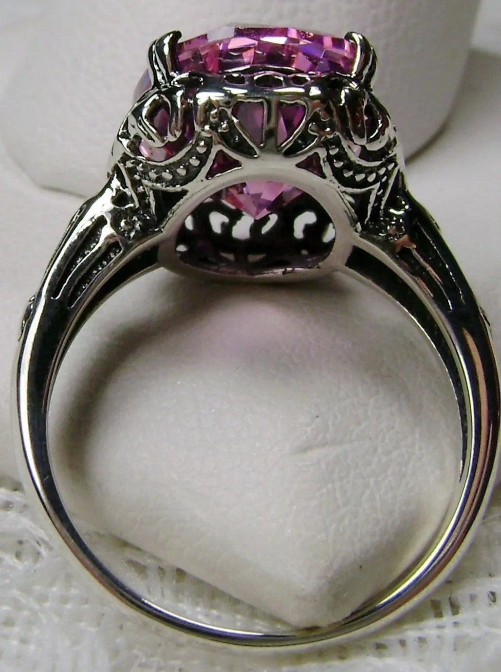 Pink Ring, Size 8 or 8.5, Pink Cubic Zirconia Gemstone, Revival Edwardian Jewelry #D70 - Ship Today