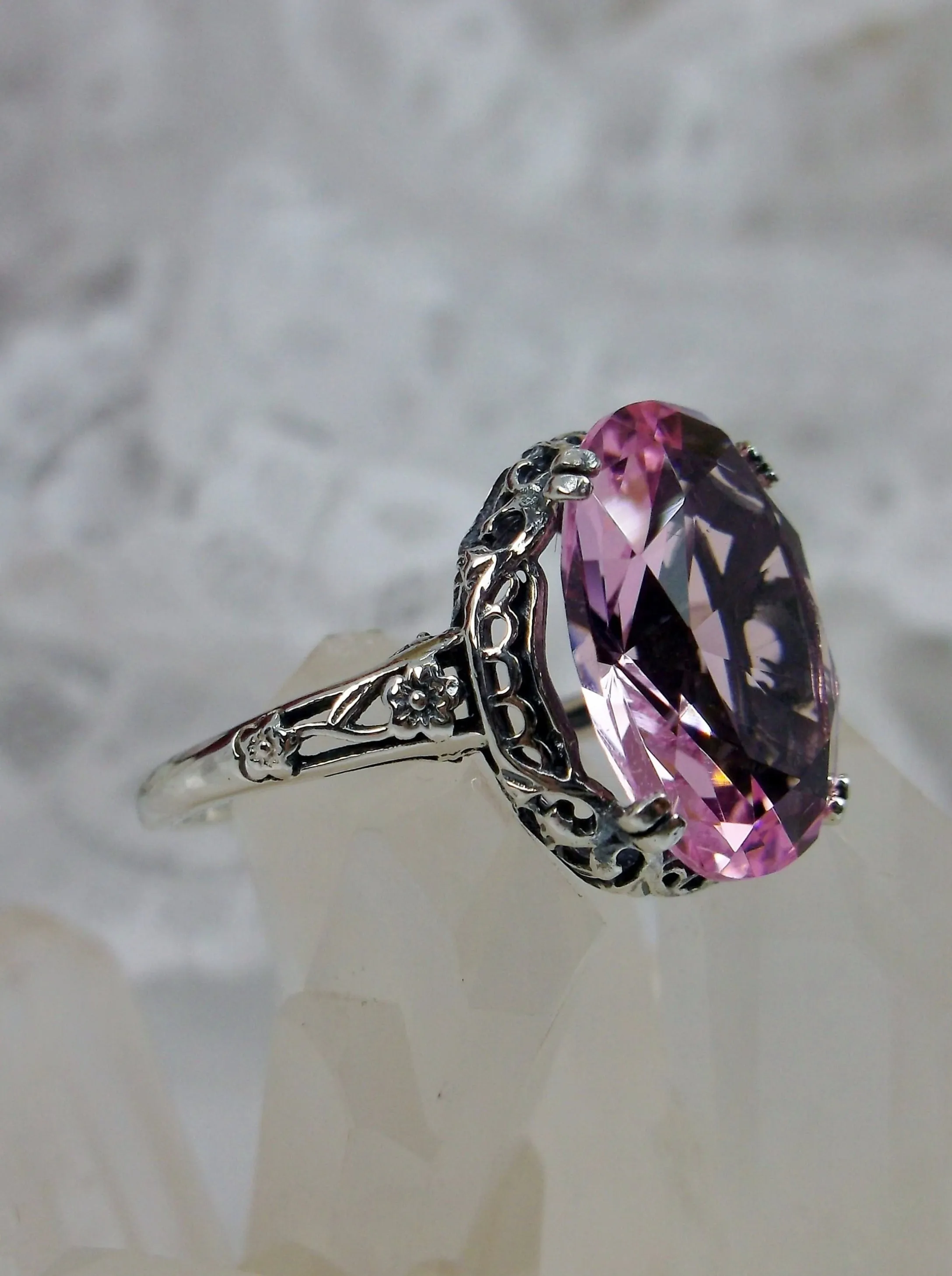 Pink Topaz Ring, Simulated or Natural Topaz, Edwardian Antique Revival Jewelry #D70