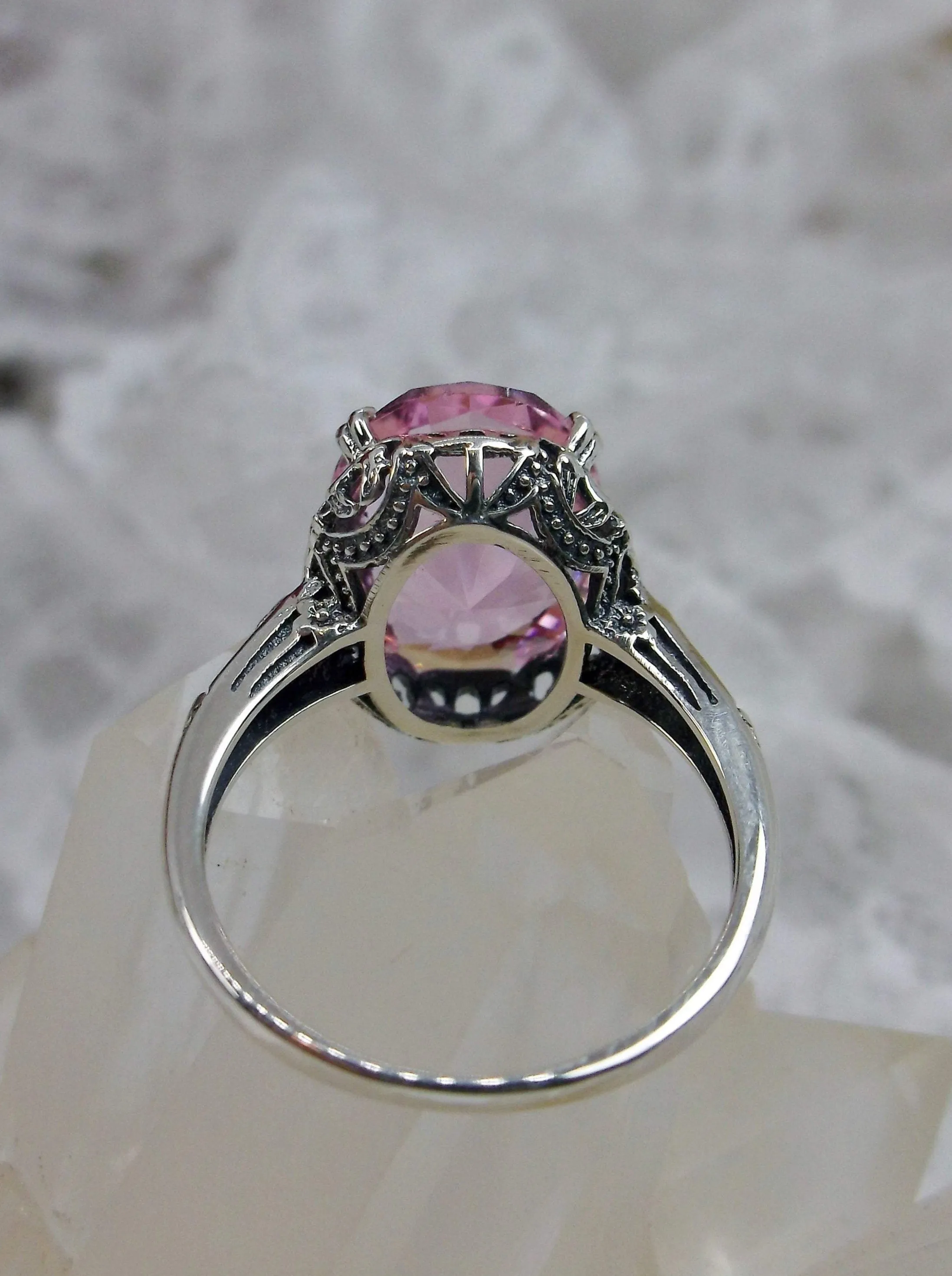 Pink Topaz Ring, Simulated or Natural Topaz, Edwardian Antique Revival Jewelry #D70