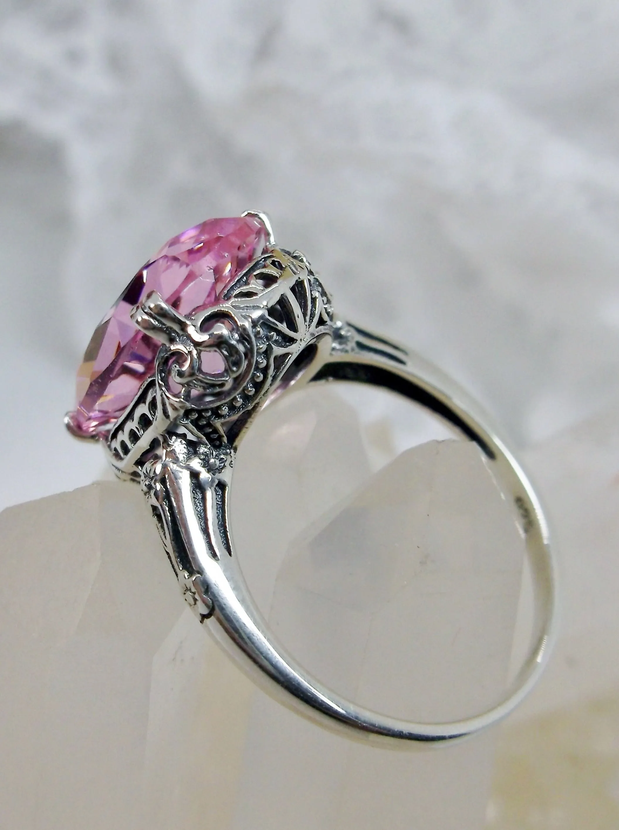 Pink Topaz Ring, Simulated or Natural Topaz, Edwardian Antique Revival Jewelry #D70