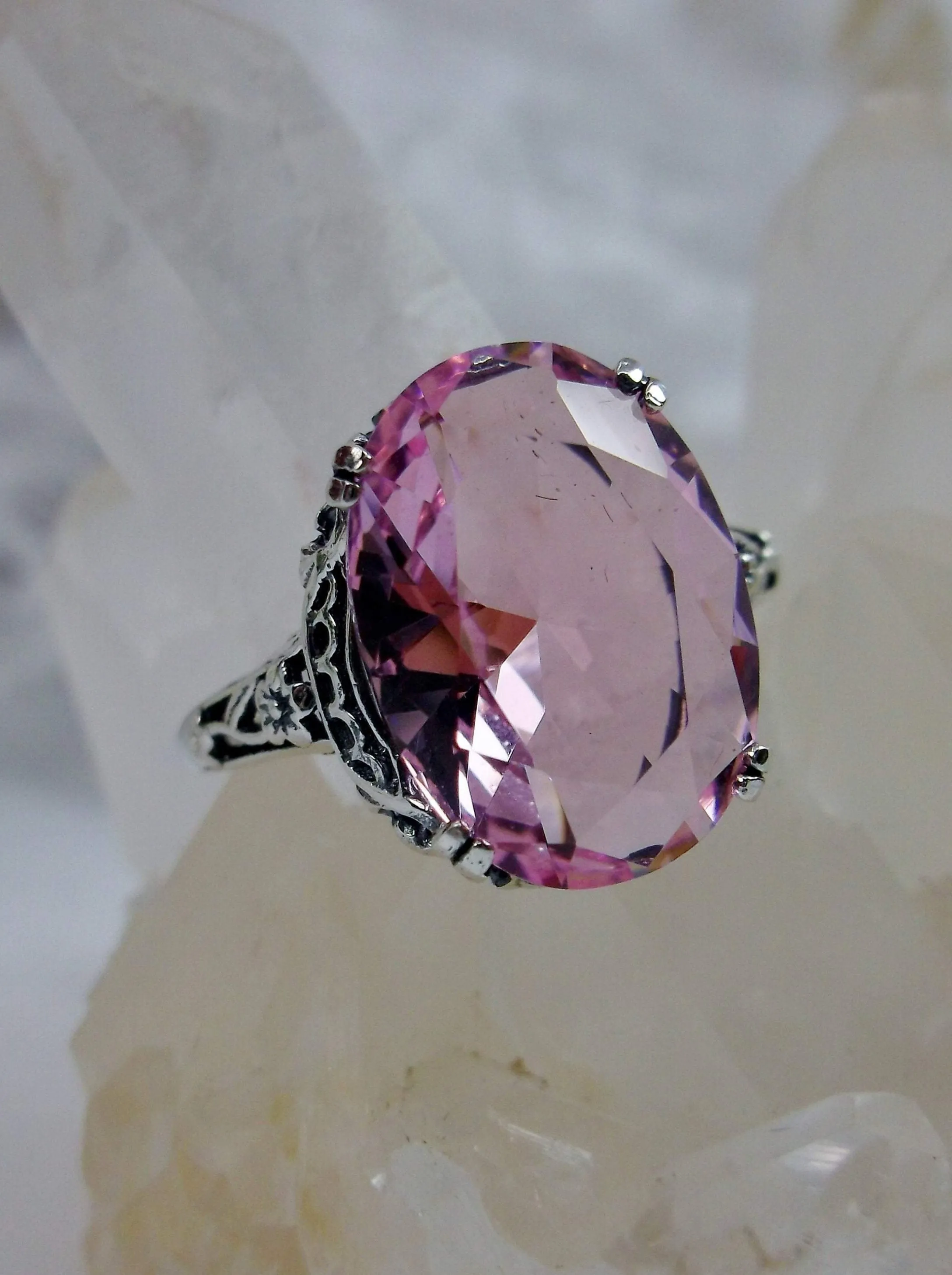 Pink Topaz Ring, Simulated or Natural Topaz, Edwardian Antique Revival Jewelry #D70