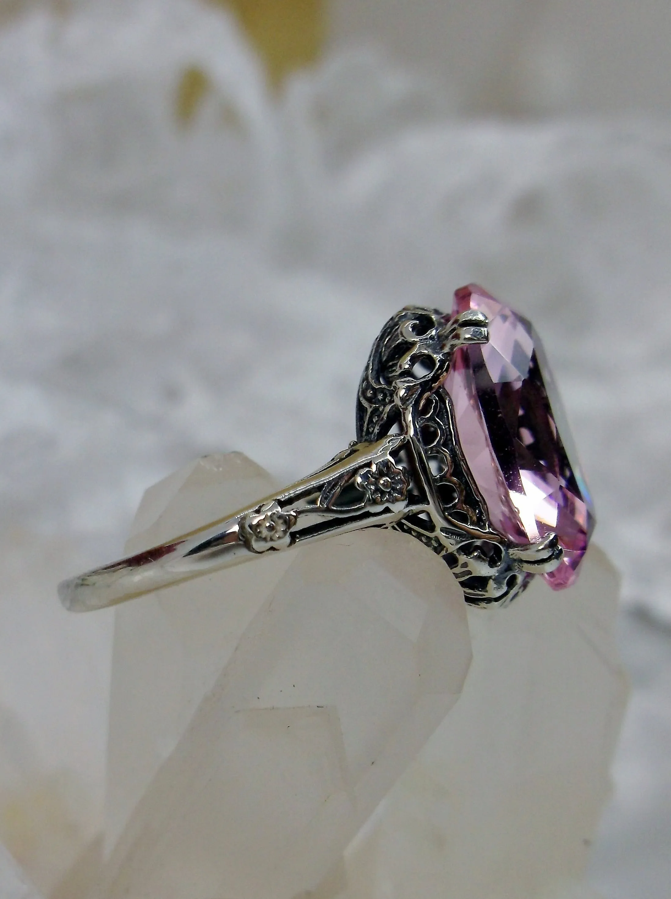 Pink Topaz Ring, Simulated or Natural Topaz, Edwardian Antique Revival Jewelry #D70