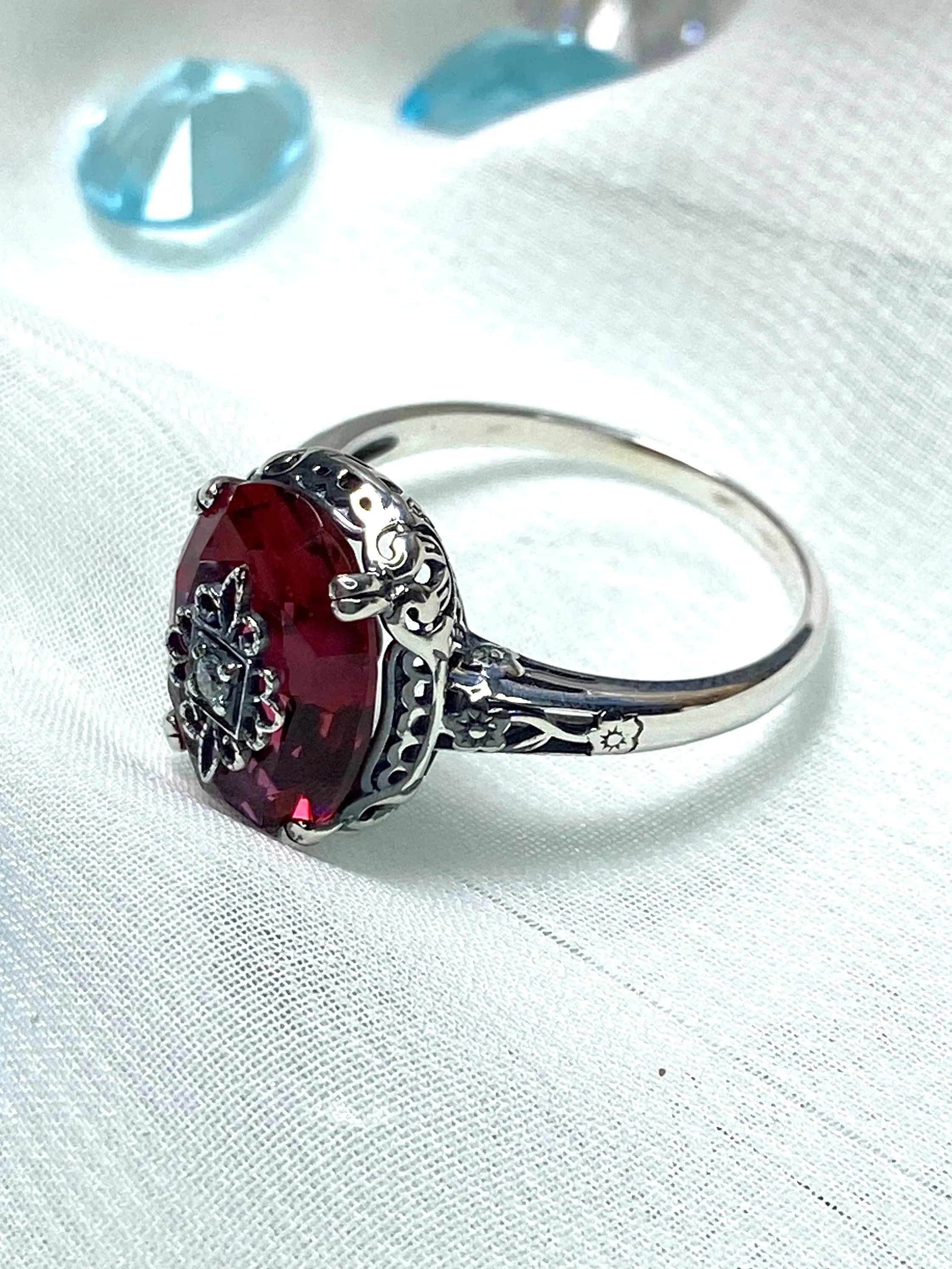 Pink Topaz Ring, Sterling Silver Embellishment, Edwardian Jewelry #D70e
