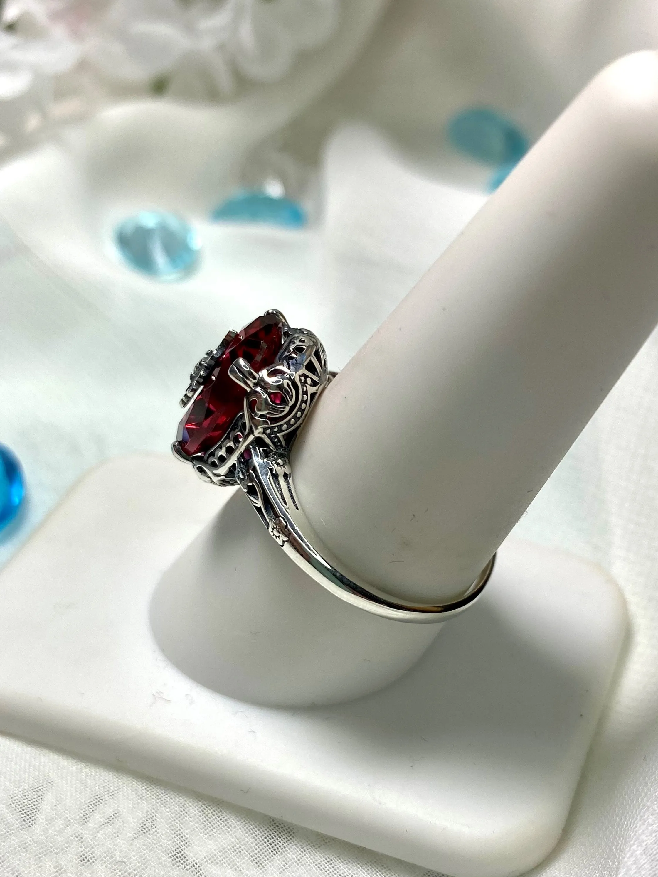 Pink Topaz Ring, Sterling Silver Embellishment, Edwardian Jewelry #D70e