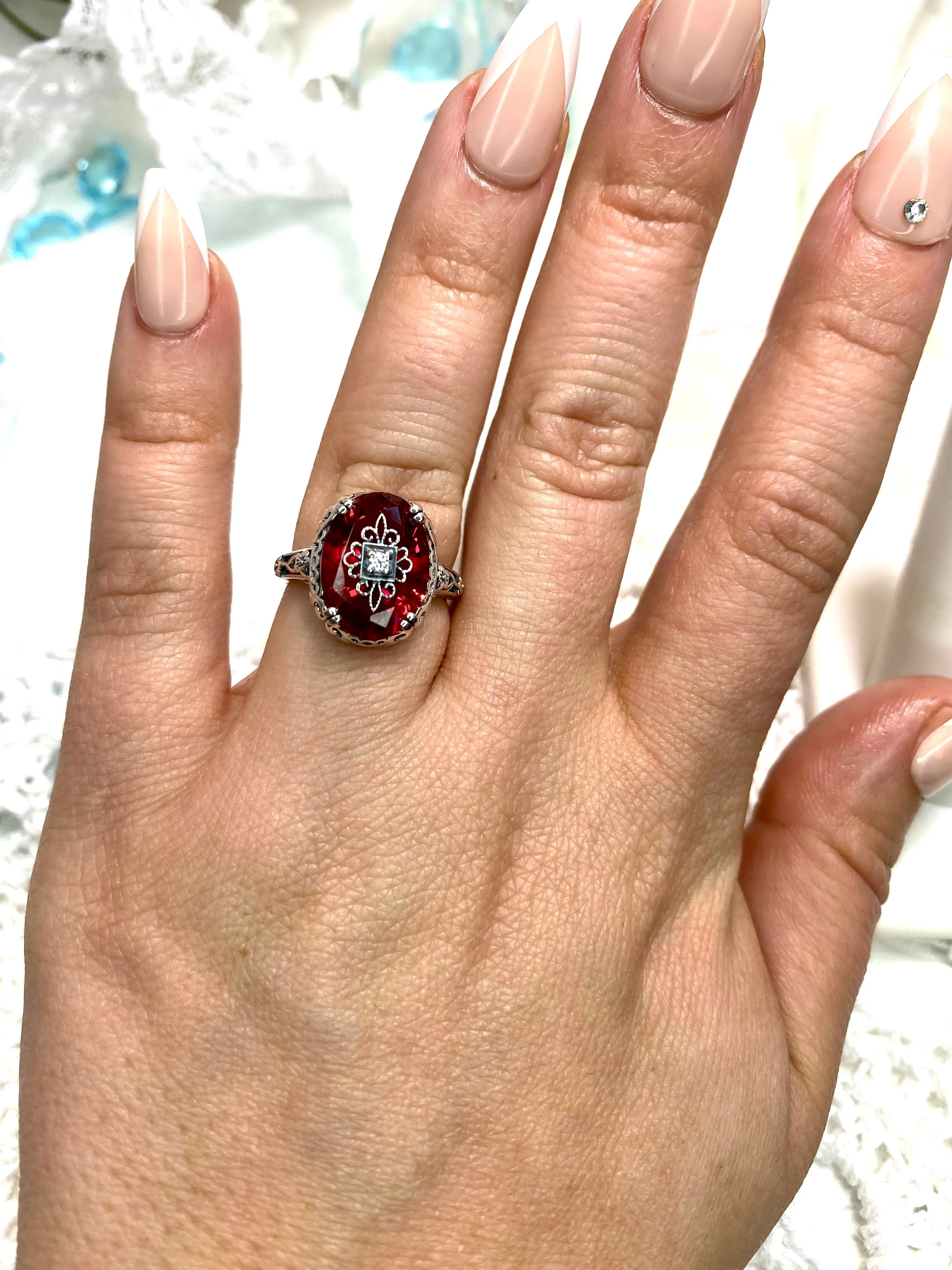 Pink Topaz Ring, Sterling Silver Embellishment, Edwardian Jewelry #D70e