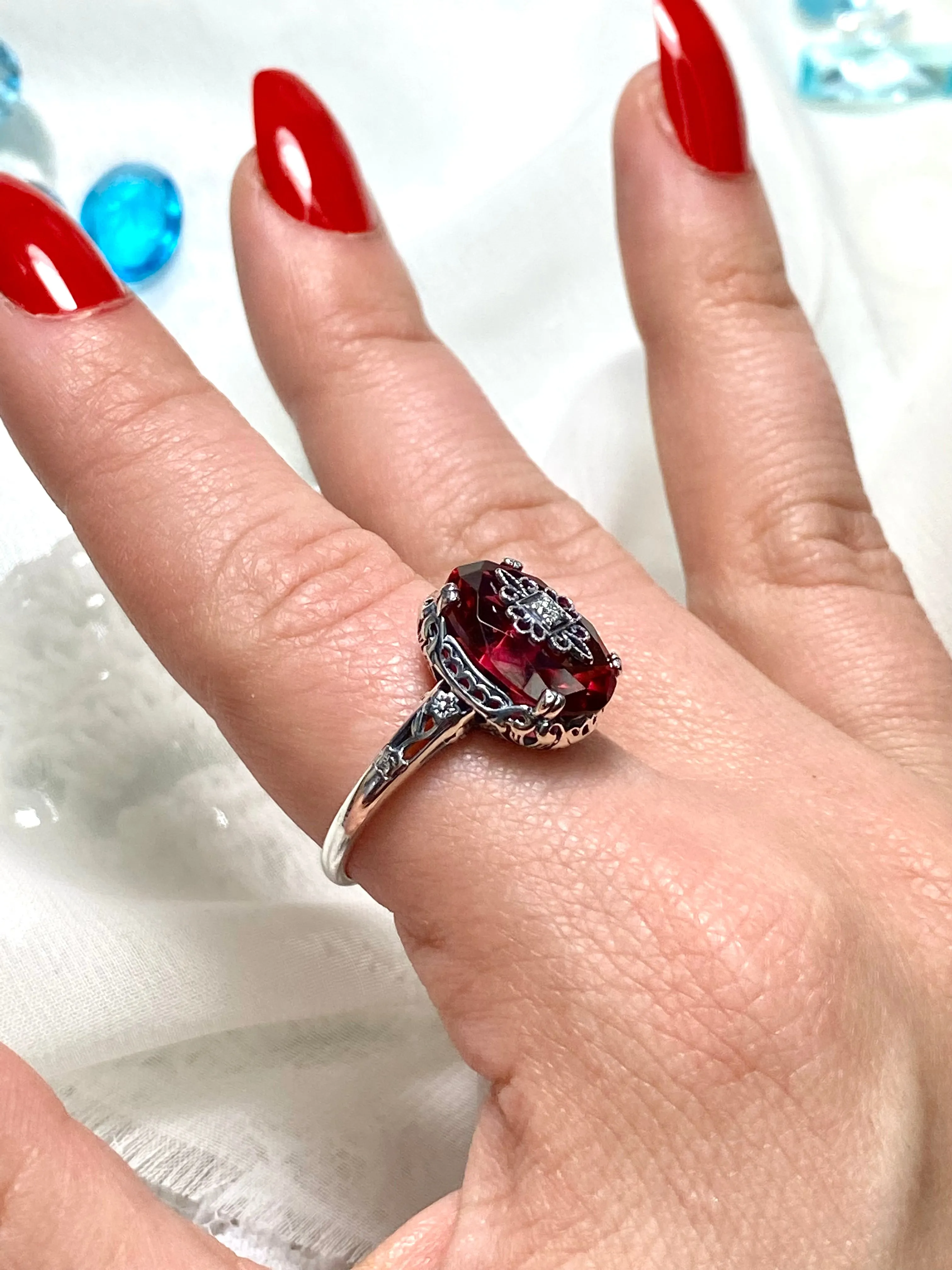 Pink Topaz Ring, Sterling Silver Embellishment, Edwardian Jewelry #D70e