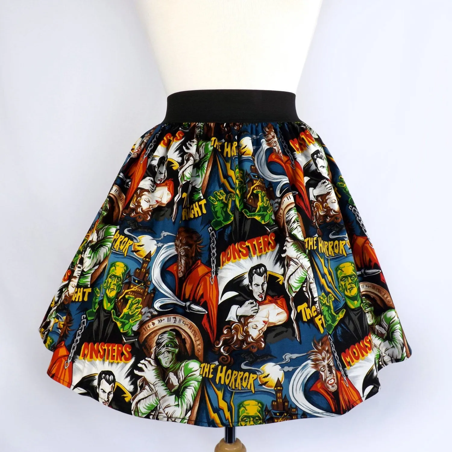 Pinup Hollywood Monsters A-line pleated Skirt #S-AP712