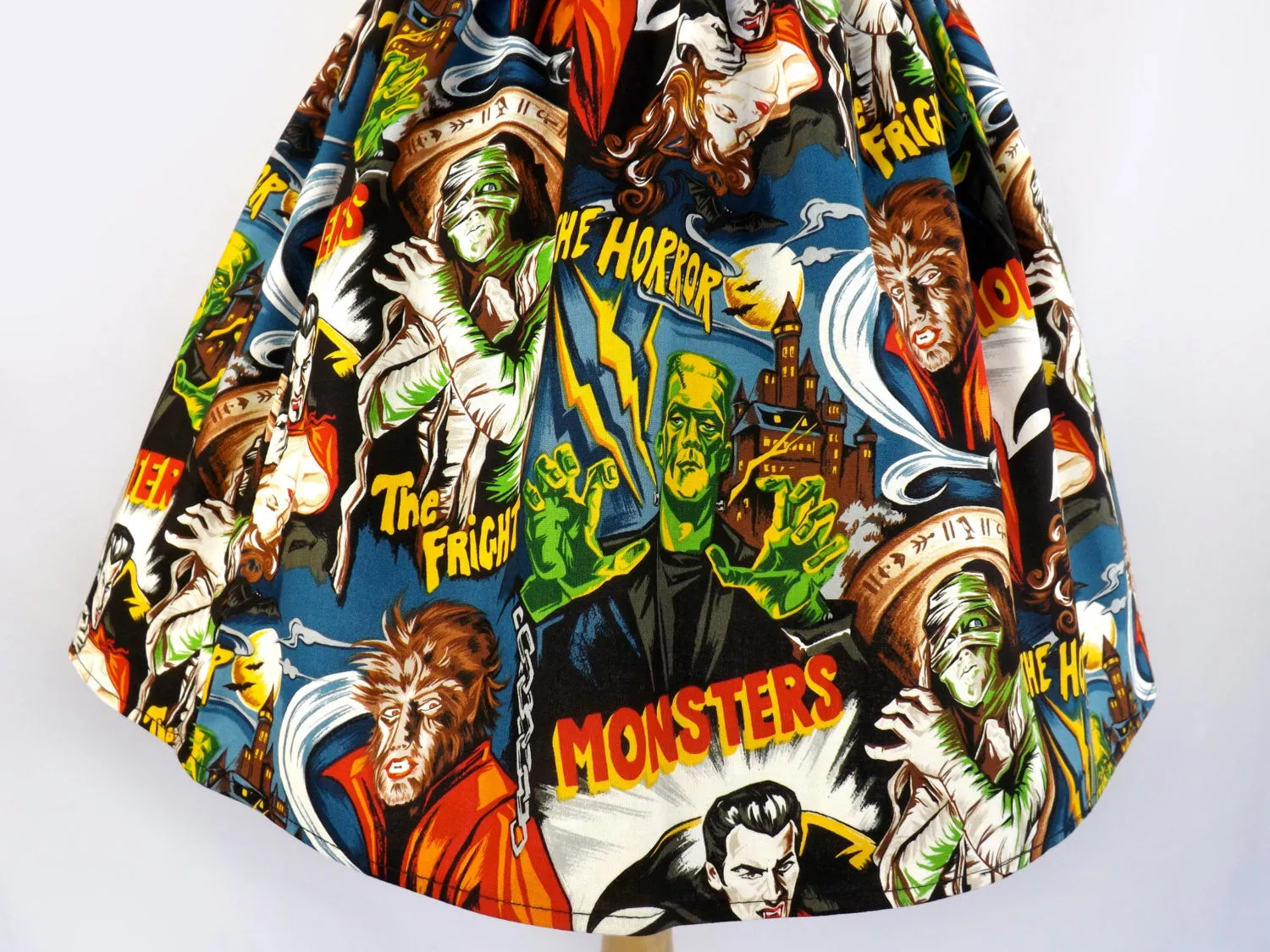 Pinup Hollywood Monsters A-line pleated Skirt #S-AP712