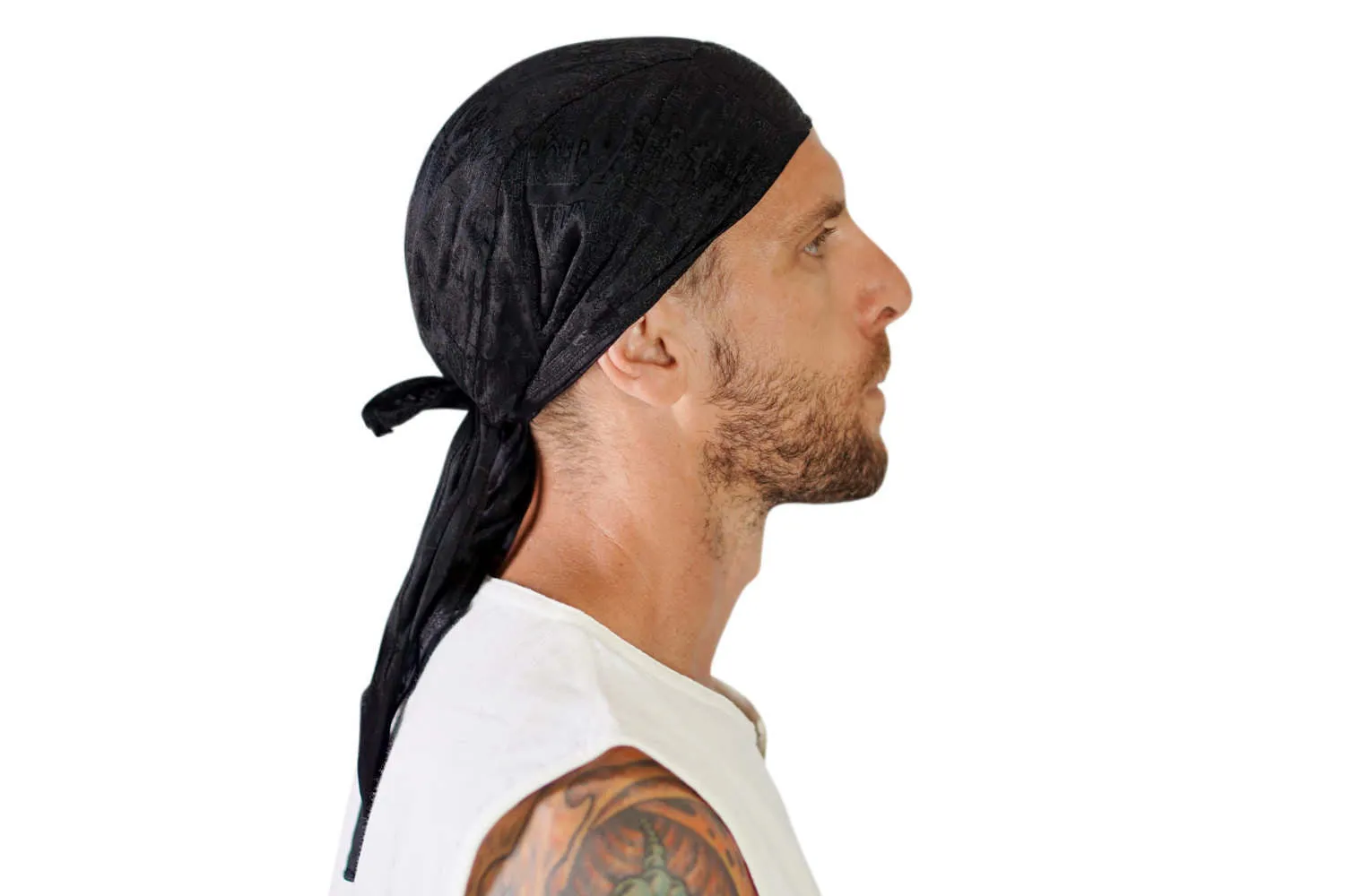 'Pirate Bandana' Medieval Hat, Silk - Black