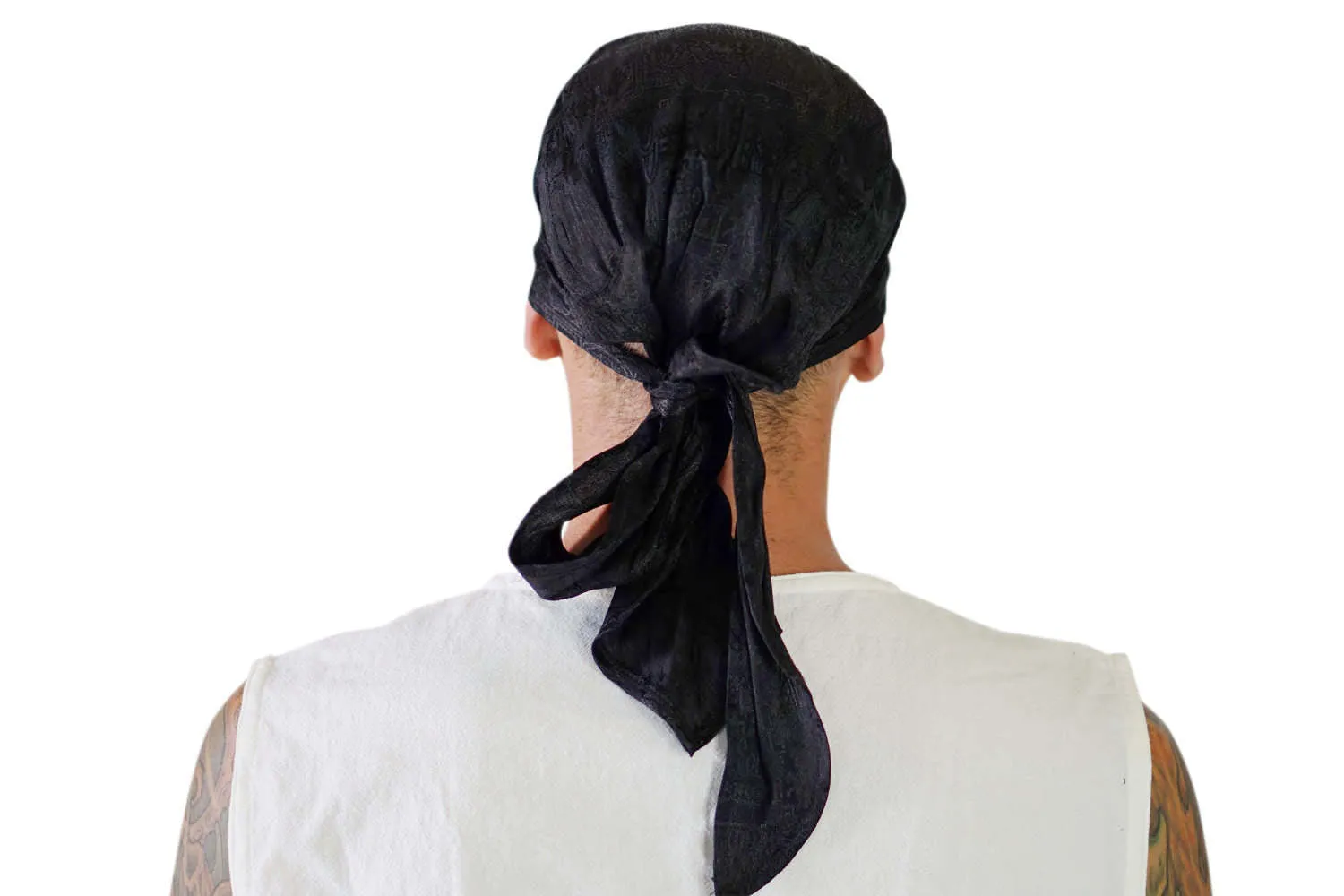 'Pirate Bandana' Medieval Hat, Silk - Black