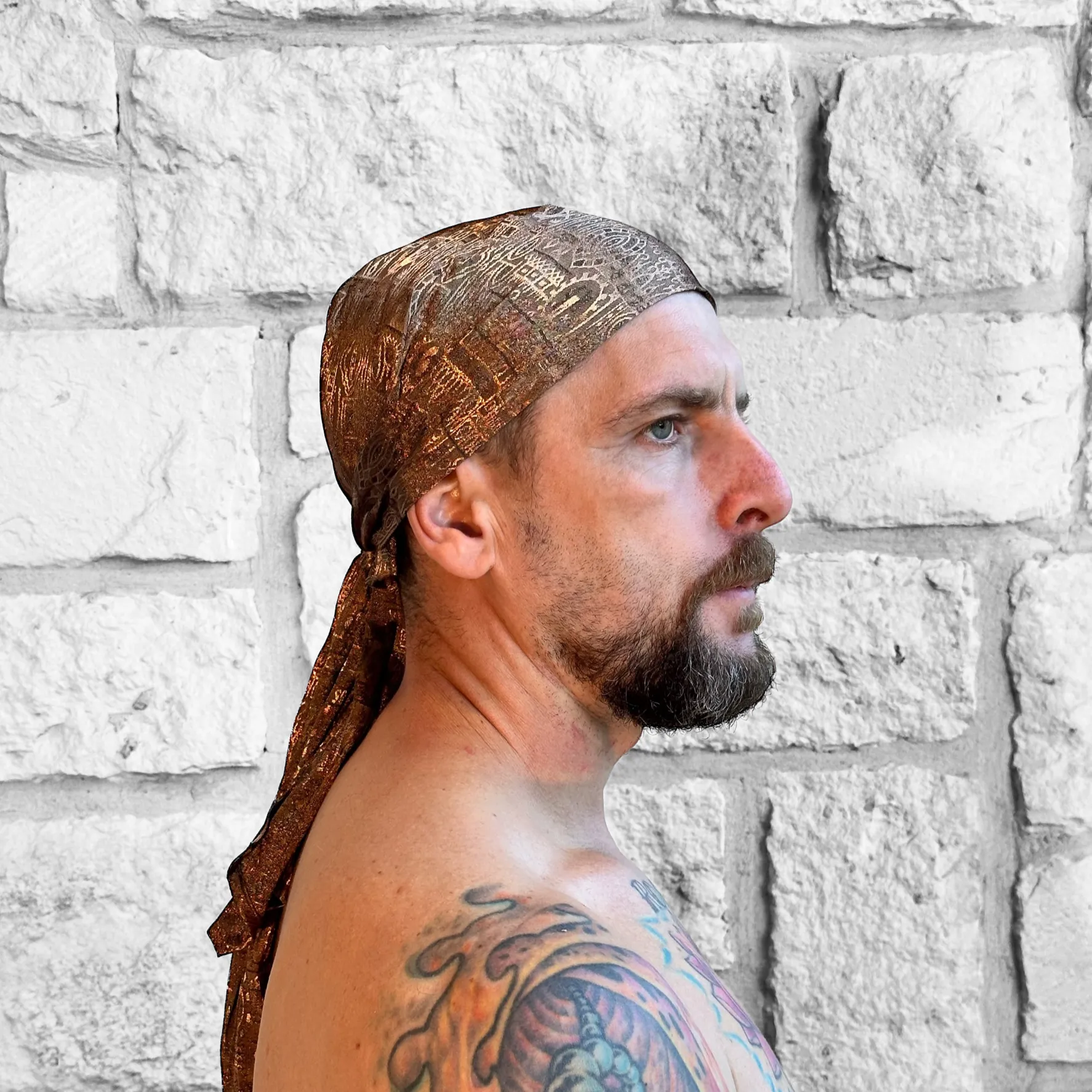 'Pirate Bandana' Medieval Hat, Silk - Gold