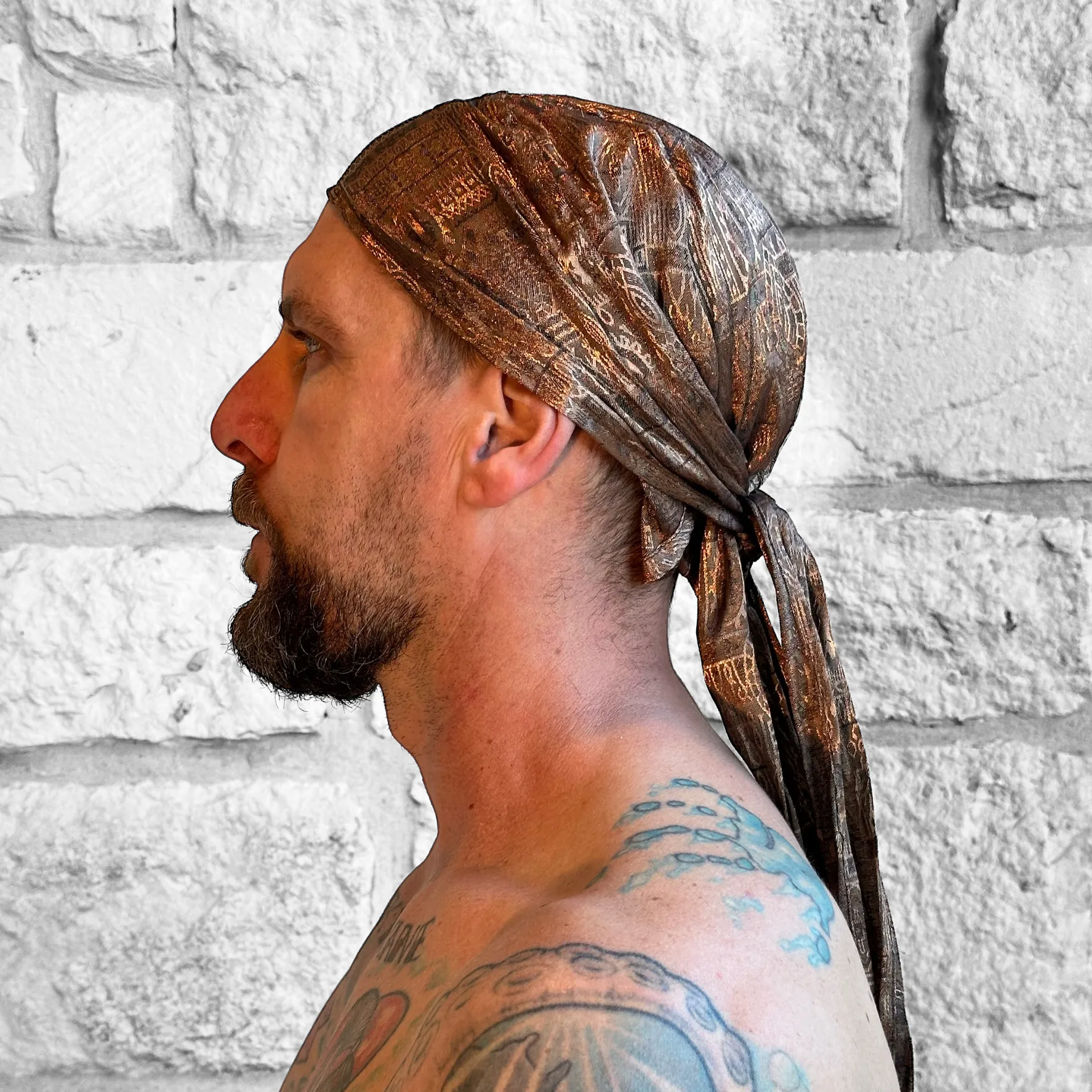'Pirate Bandana' Medieval Hat, Silk - Gold