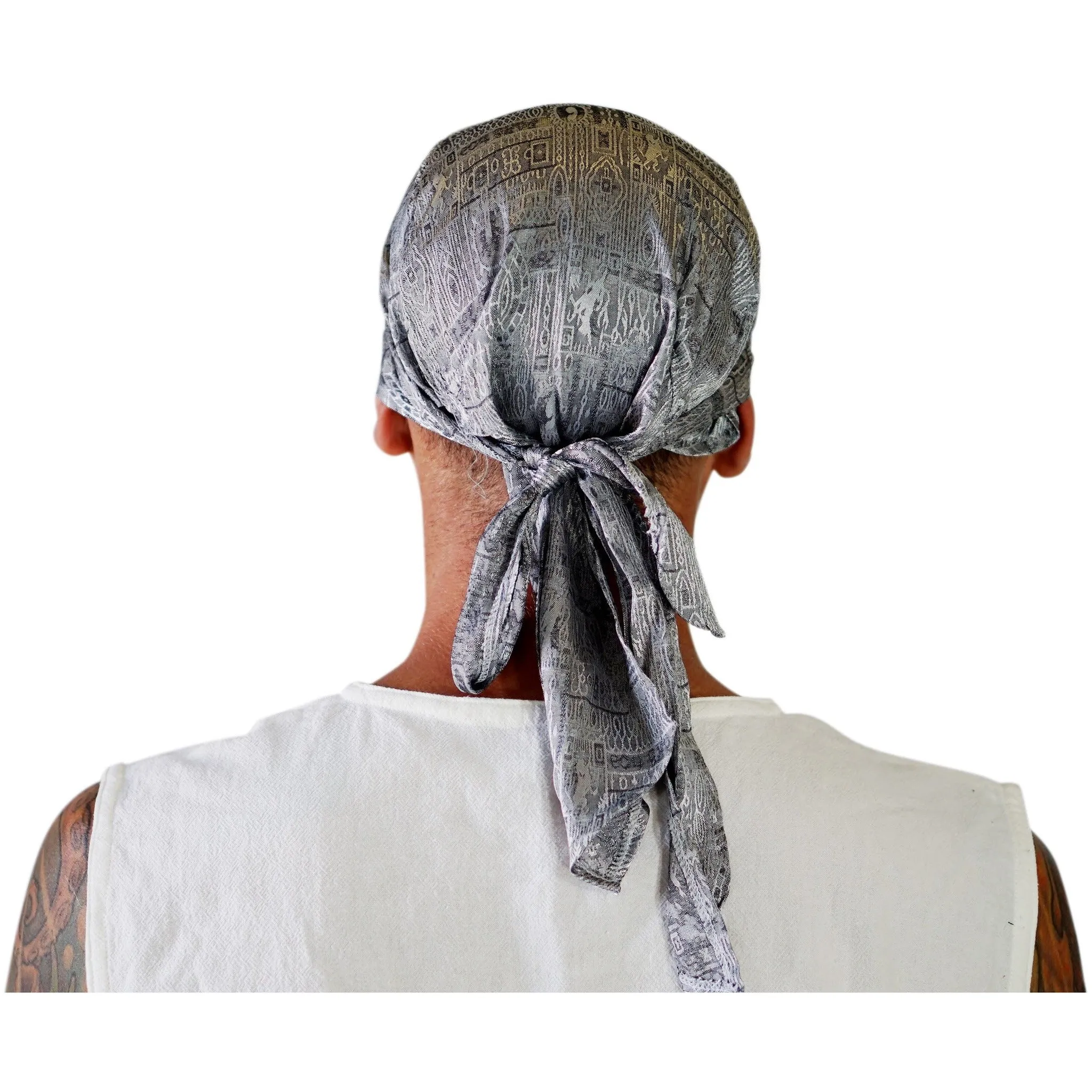 'Pirate Bandana' Medieval Hat, Silk - Silver