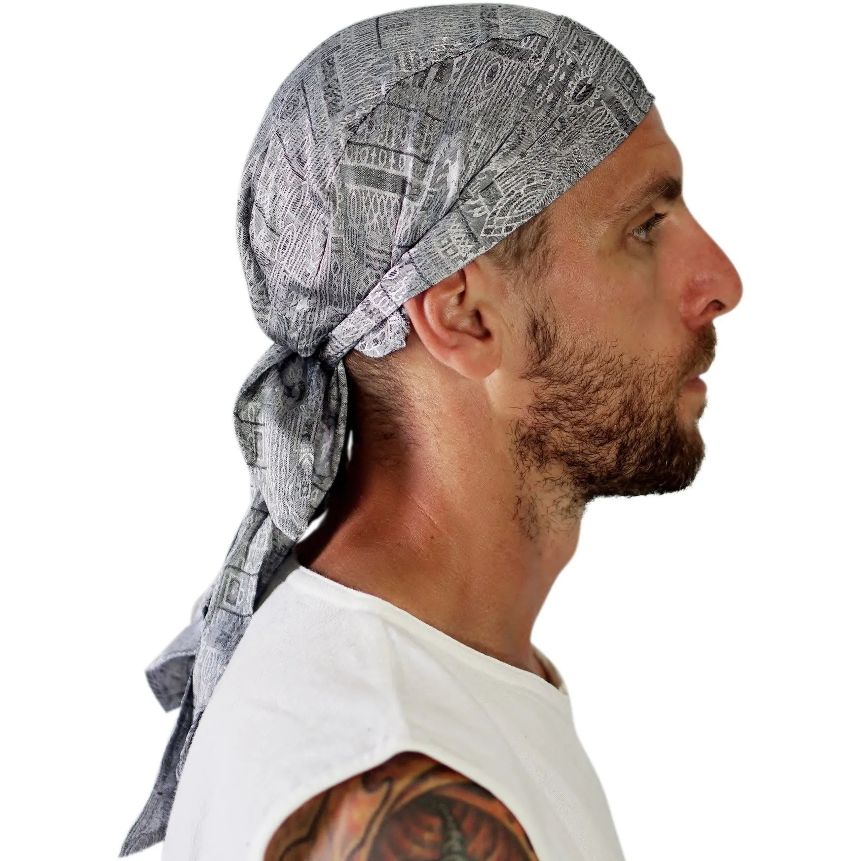 'Pirate Bandana' Medieval Hat, Silk - Silver