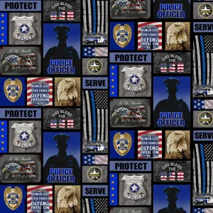 POLICE DEPARTMENT-Camo Flag Block-100% Cotton-1339PD