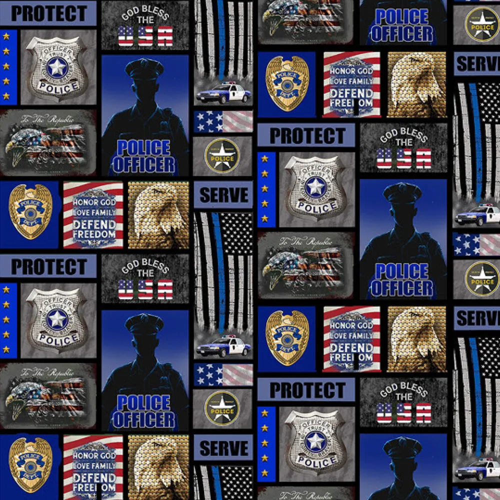 POLICE DEPARTMENT-Camo Flag Block-100% Cotton-1339PD