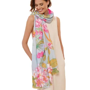 Powder Floral Jungle Print Scarf - Lavender