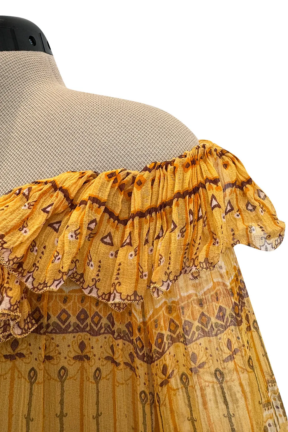Prettiest Fall 1977 Christian Dior by Marc Bohan Runway On or Off Shoulder Ruffle Dress w Balloon Sleeves